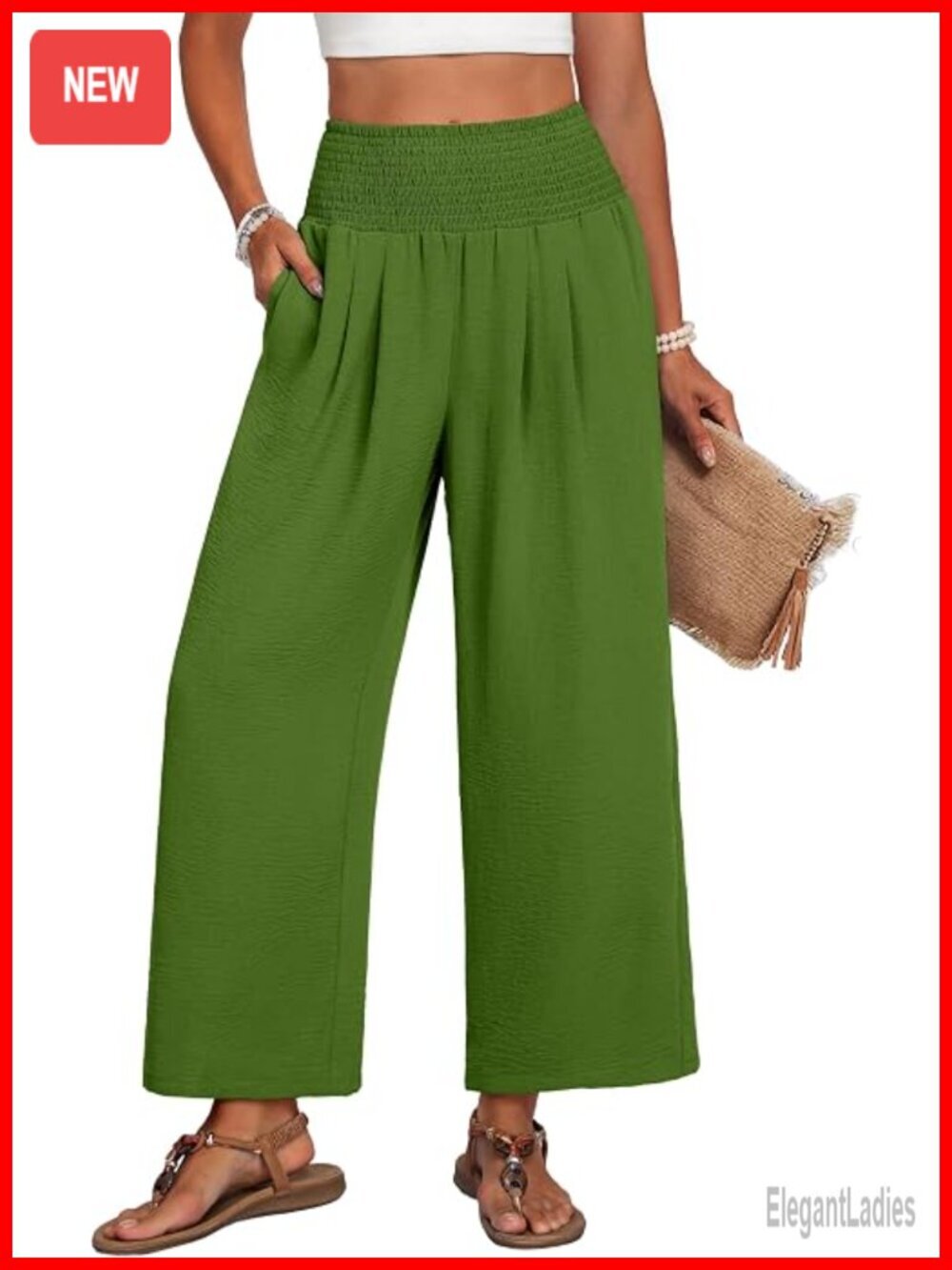 High Waisted Wide Leg Palazzo Pants with Pockets - Summer Lounge Trousers